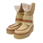 Hermes Shearling Boots 2-Way Platform Shoes 38.5 Beige — view 7