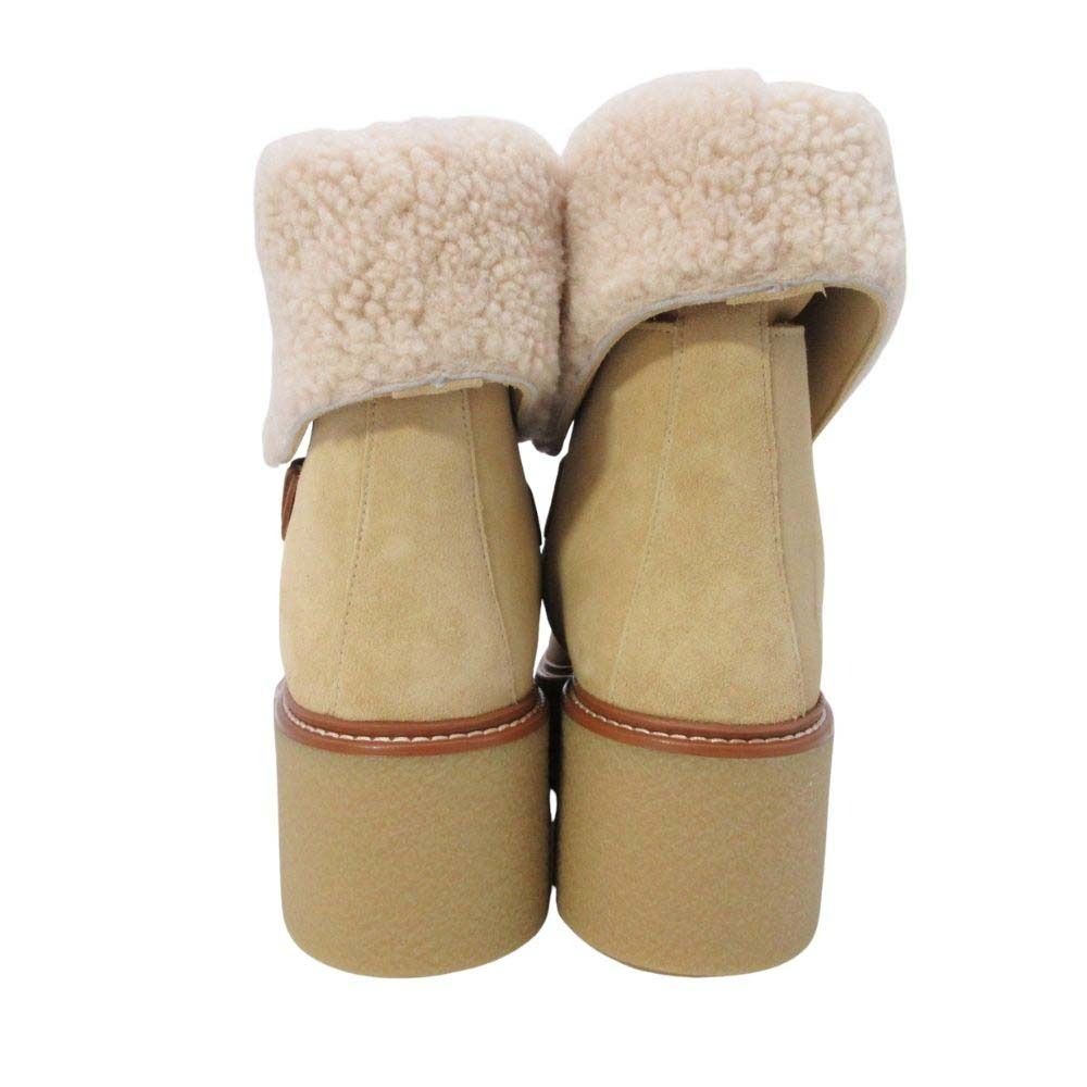 Hermes Shearling Boots 2-Way Platform Shoes 38.5 Beige — view 5