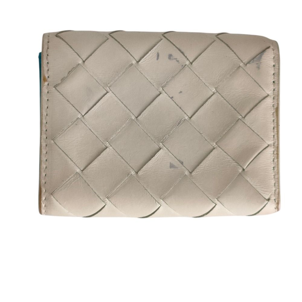 Bottega Veneta Intrecciato Tiny Trifold Wallet Compact White Blue — view 2