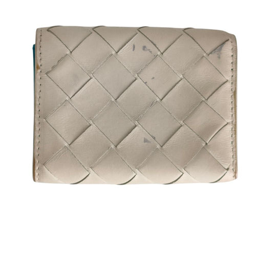 Bottega Veneta Intrecciato Tiny Trifold Wallet Compact White Blue — view 2