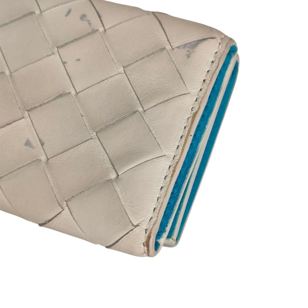 Bottega Veneta Intrecciato Tiny Trifold Wallet Compact White Blue — view 3
