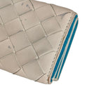 Bottega Veneta Intrecciato Tiny Trifold Wallet Compact White Blue — view 3