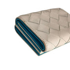 Bottega Veneta Intrecciato Tiny Trifold Wallet Compact White Blue — view 4