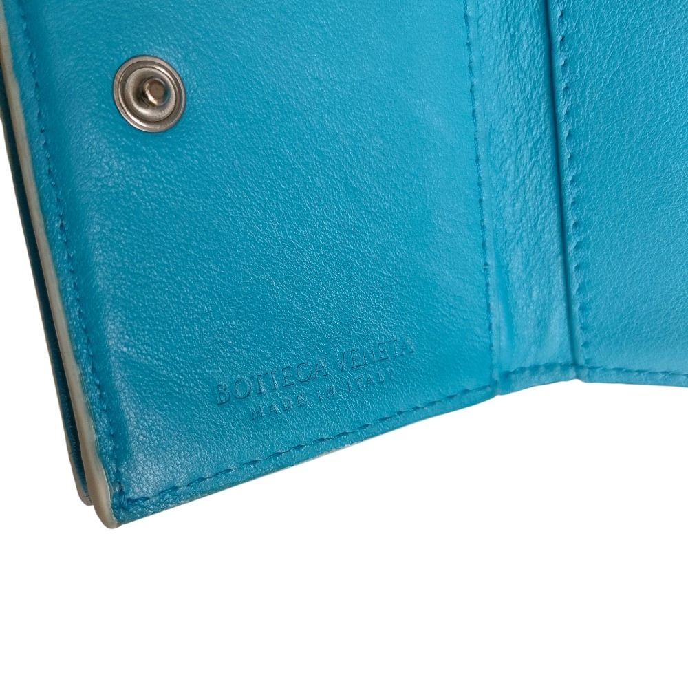 Bottega Veneta Intrecciato Tiny Trifold Wallet Compact White Blue — view 8