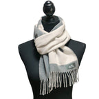 Hermes Cashmere Love Story Horse Pattern Fringe Scarf Gray Off White — view 9