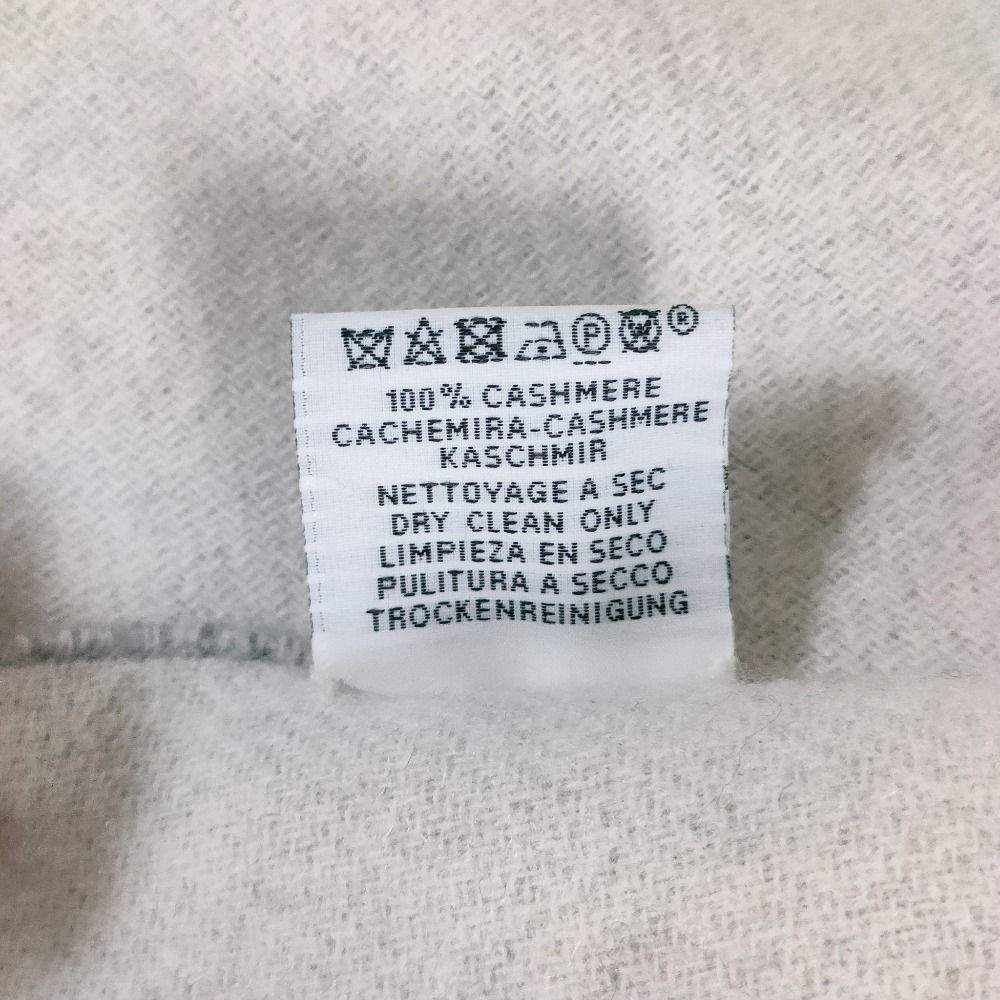 Hermes Cashmere Love Story Horse Pattern Fringe Scarf Gray Off White — view 8