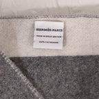 Hermes Cashmere Love Story Horse Pattern Fringe Scarf Gray Off White — view 7