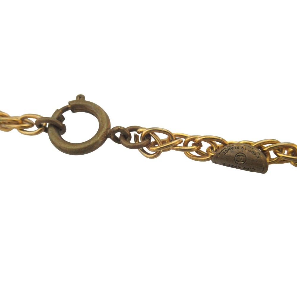 Chanel CC Logo Rhinestone Chain Necklace Gold Plated — view 5