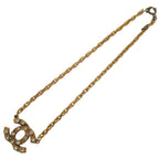 Chanel CC Logo Rhinestone Chain Necklace Gold Plated — view 3