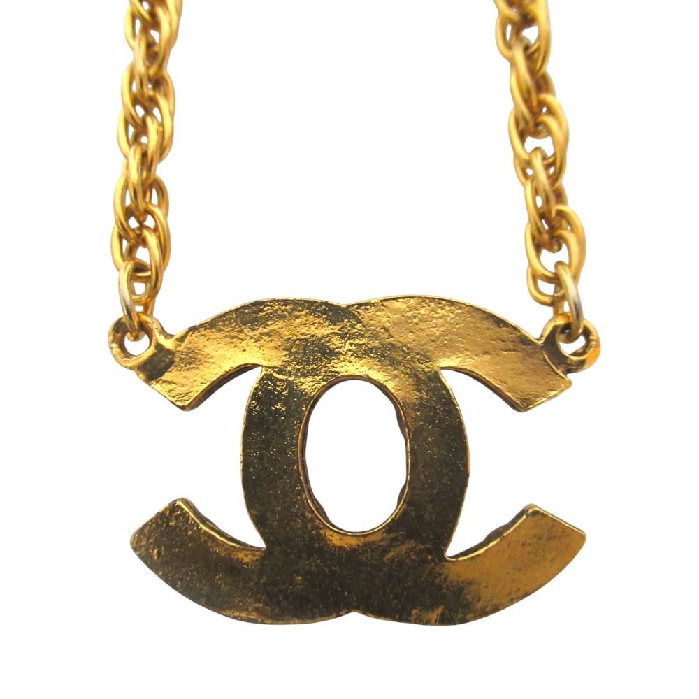Chanel CC Logo Rhinestone Chain Necklace Gold Plated — view 2