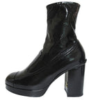 Chanel 23k CC Logo Patent Leather Short Boots Black — view 2