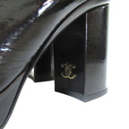 Chanel 23k CC Logo Patent Leather Short Boots Black — view 4