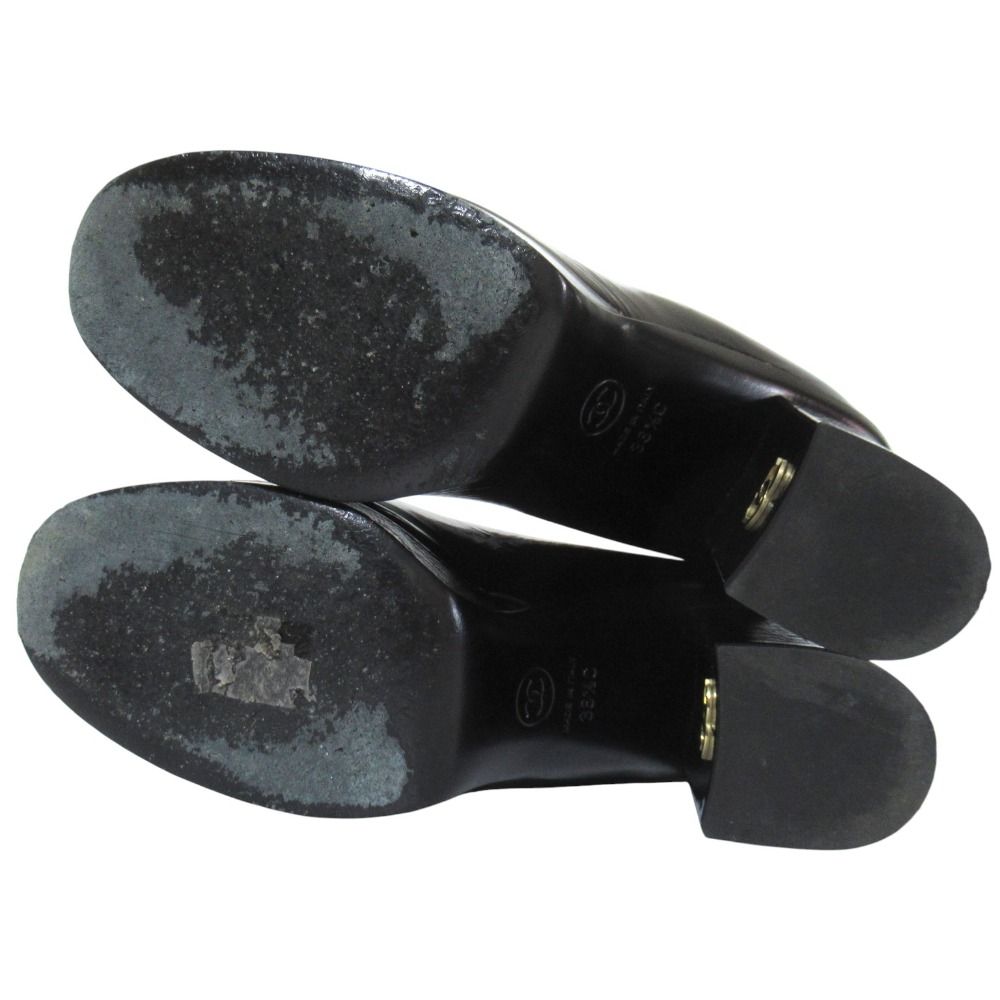 Chanel 23k CC Logo Patent Leather Short Boots Black — view 6