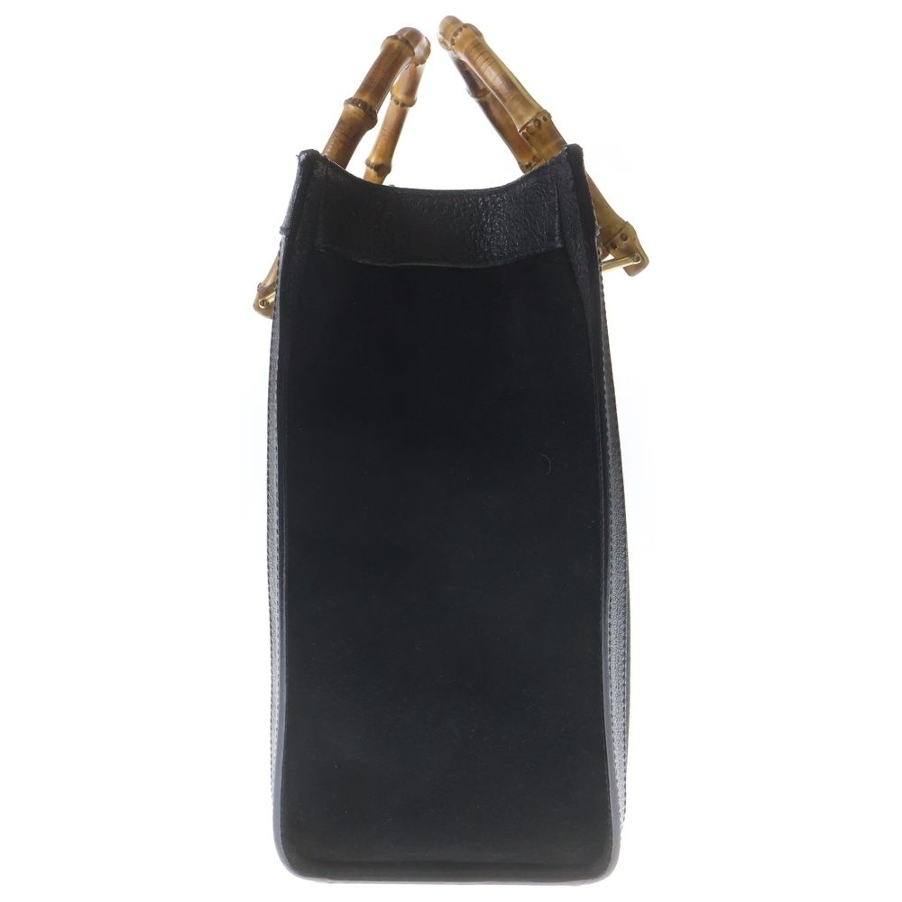 Gucci Bamboo Suede Leather Handbag Black — view 3