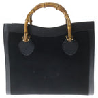 Gucci Bamboo Suede Leather Handbag Black — view 2
