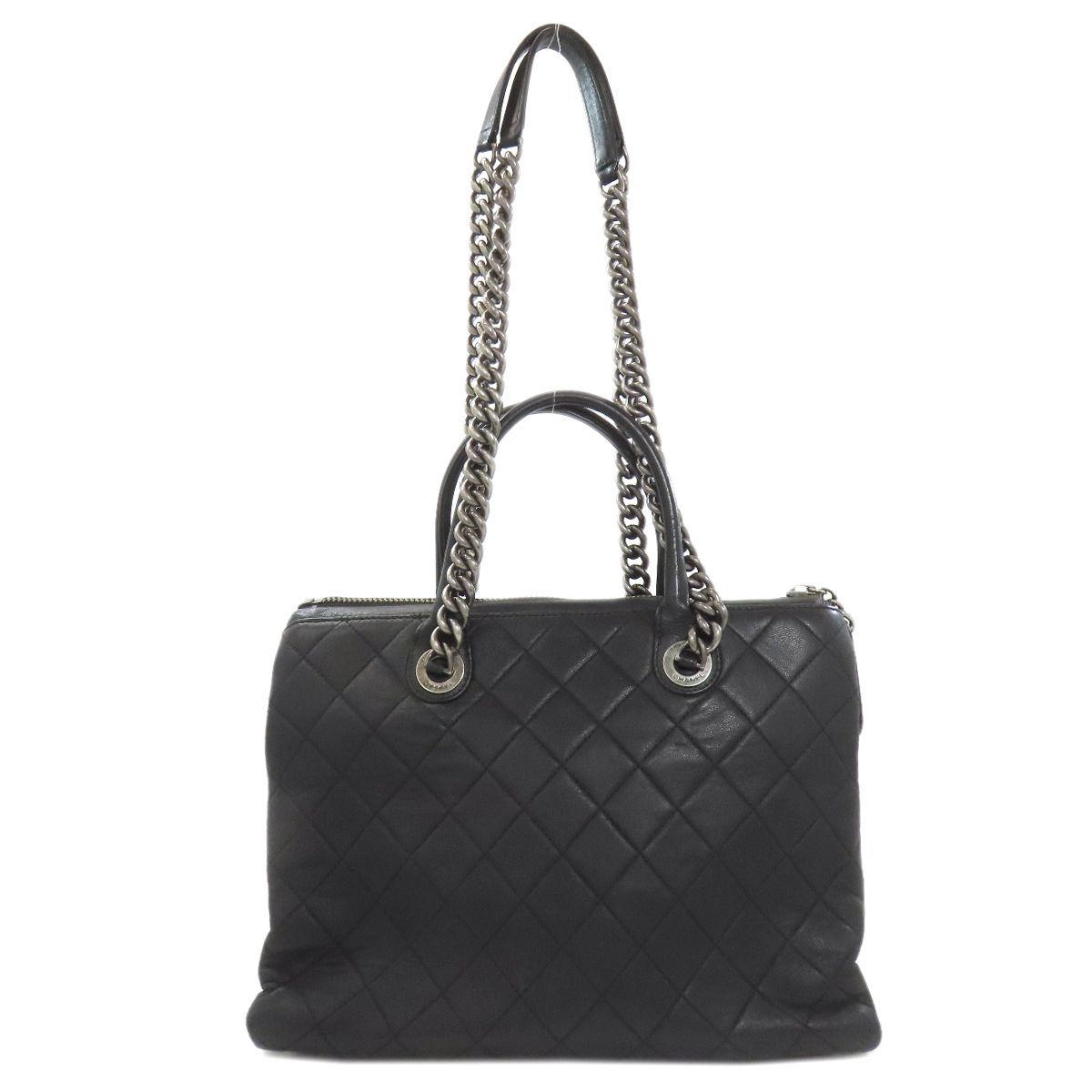 Chanel Quilted 2-Way Silver Tote Calf — view 2