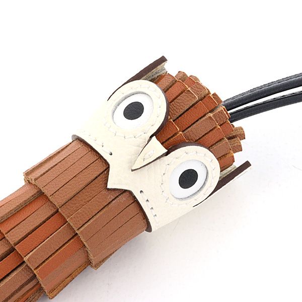 Hermes Bag Charm Chouette Brown Lambskin Epsom Owl — view 3