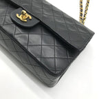 Chanel Quilted 25 CC Logo Double Flap Chain Shoulder Bag Lambskin Black — view 4