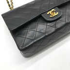 Chanel Quilted 25 CC Logo Double Flap Chain Shoulder Bag Lambskin Black — view 5