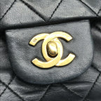 Chanel Quilted 25 CC Logo Double Flap Chain Shoulder Bag Lambskin Black — view 9