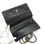 Chanel Quilted 25 CC Logo Double Flap Chain Shoulder Bag Lambskin Black — view 7
