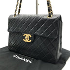 Chanel Big CC Logo Quilted Turnlock Lambskin Chain Shoulder Bag Black — view 2
