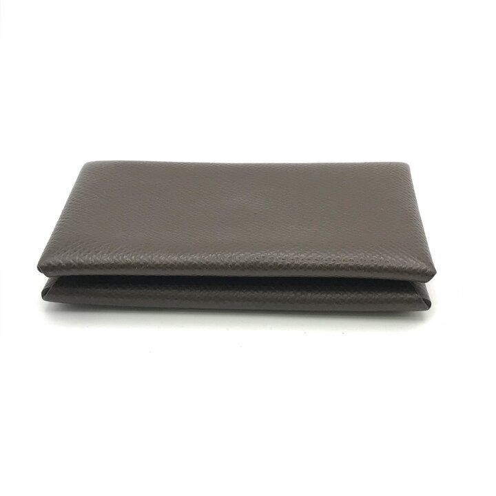 Hermes Calvi Epsom Card Case Leather Brown Business Holder — view 3