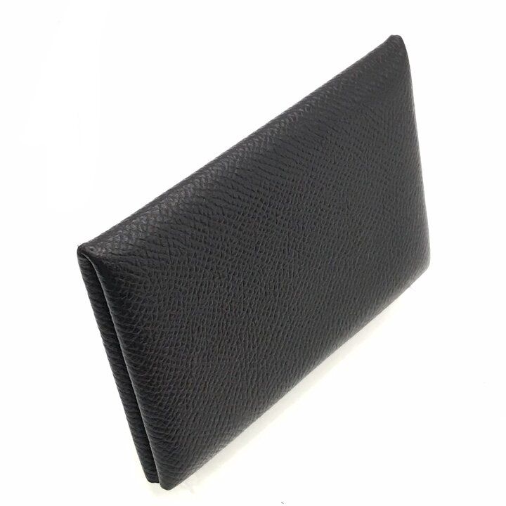 Hermes Calvi Epsom Card Case Leather Black Business Holder — view 6