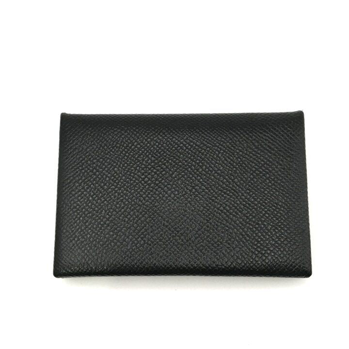 Hermes Calvi Epsom Card Case Leather Black Business Holder — view 2