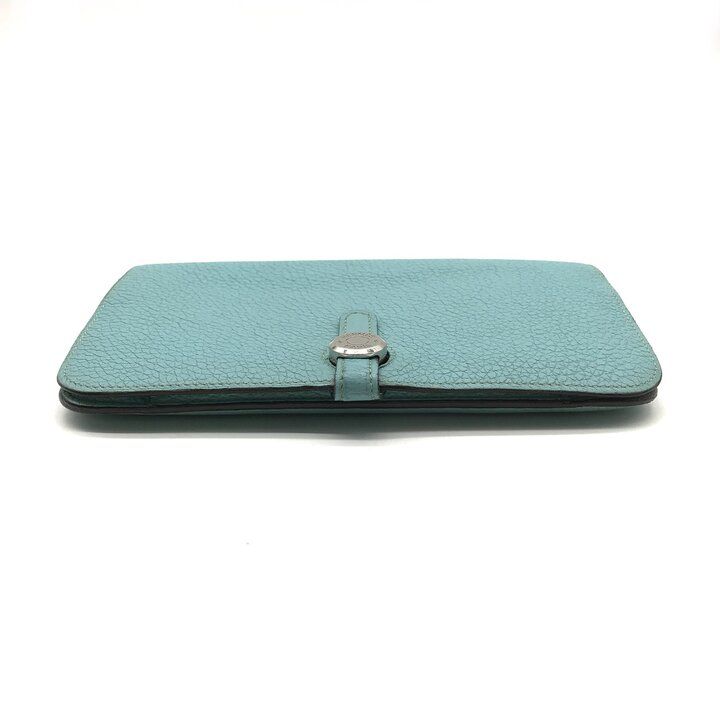 Hermes Dogon GM Duo Wallet Bifold Leather Silver Turquoise Blue — view 3
