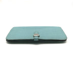 Hermes Dogon GM Duo Wallet Bifold Leather Silver Turquoise Blue — view 3