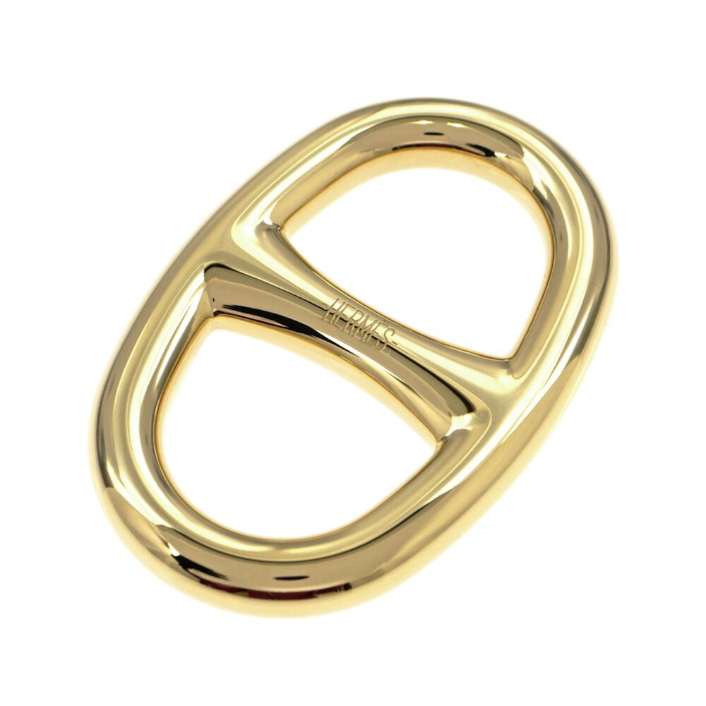 Hermes Scarf Ring Chaine D'ancre Perma Brass Gold Color Pendant Style Necklace — view 2