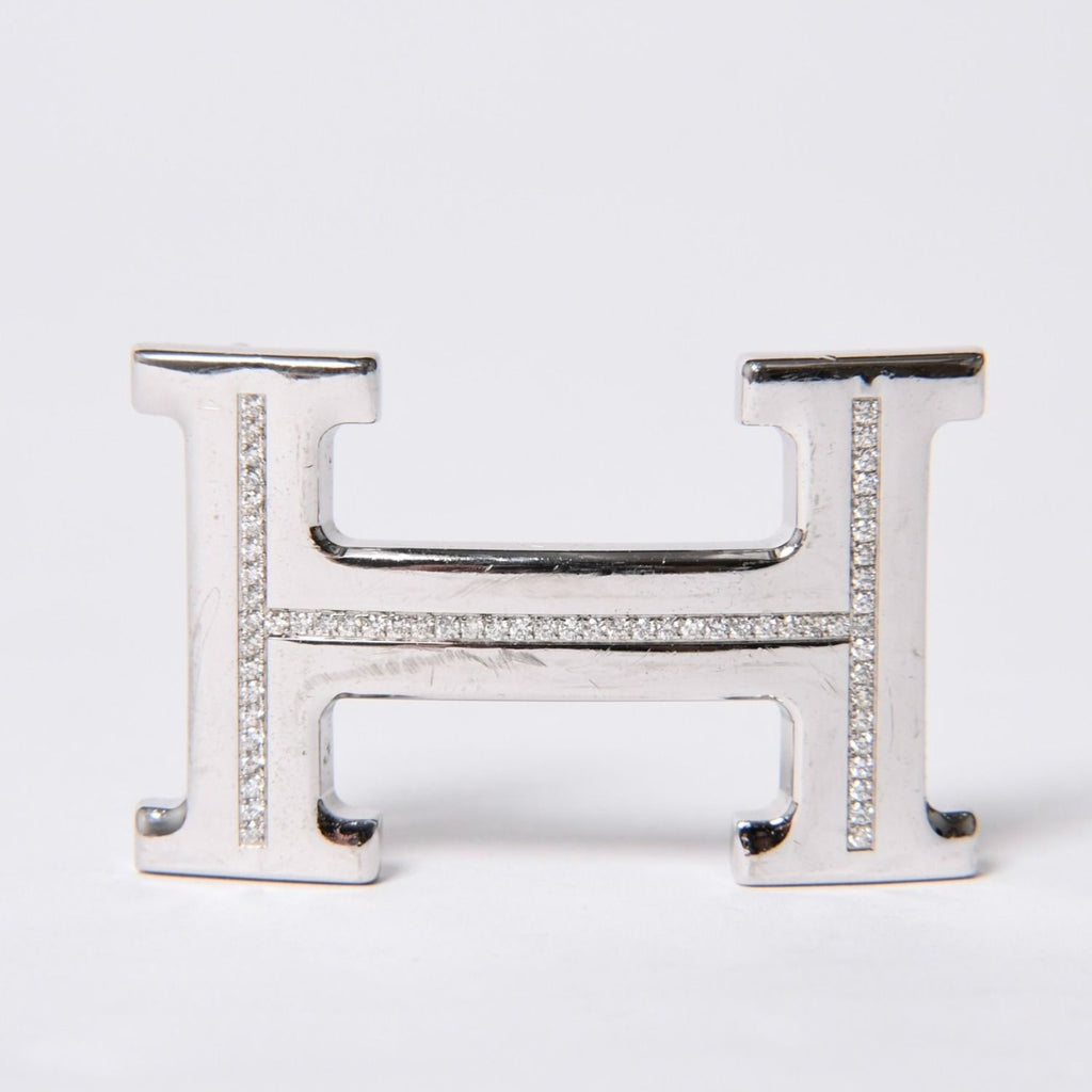 Hermes Belt Buckle H Logo Diamond Reversible Blue White Silver — view 2