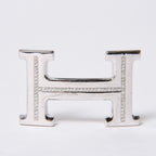 Hermes Belt Buckle H Logo Diamond Reversible Blue White Silver — view 2