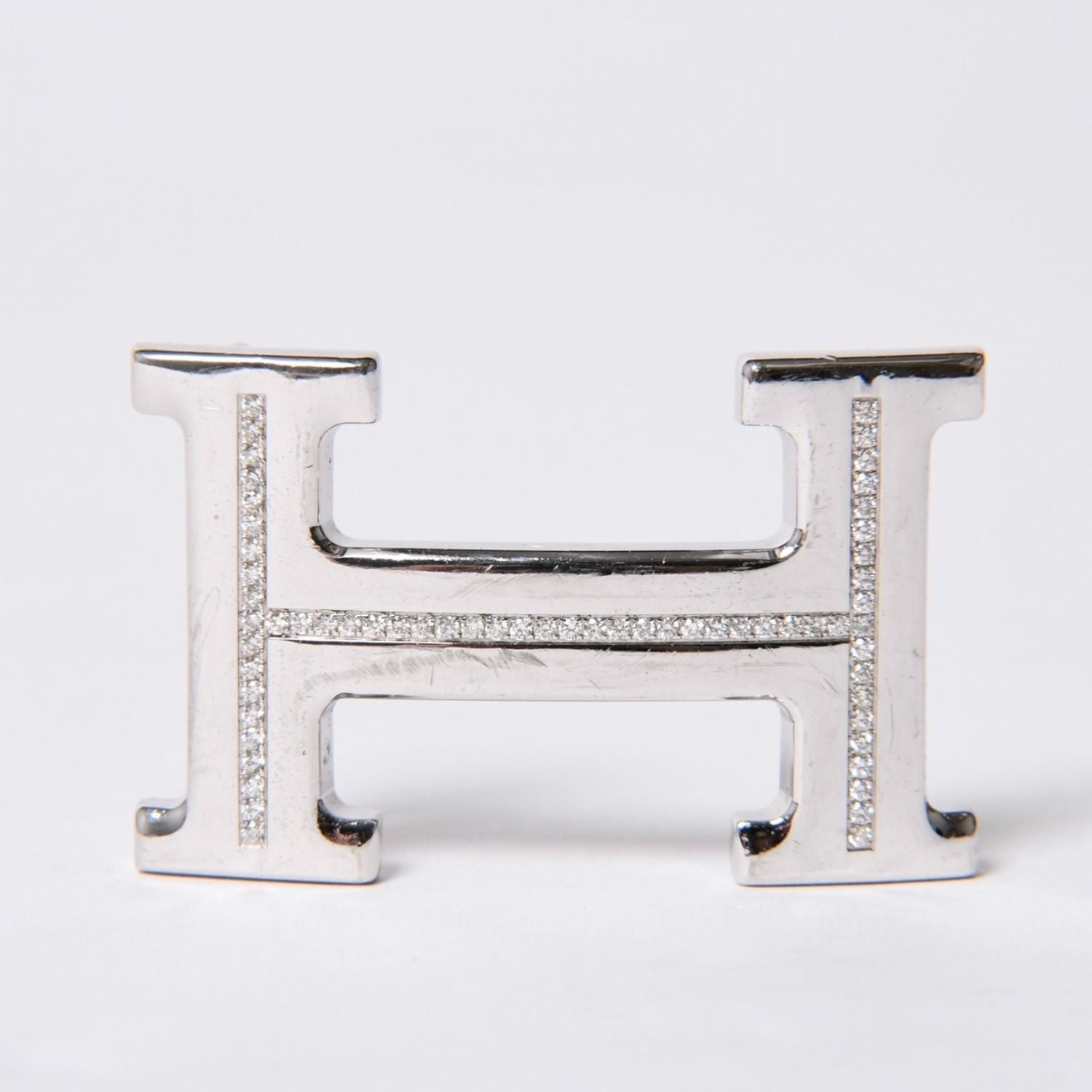 Hermes Belt Buckle H Logo Diamond Reversible Blue White Silver — view 2