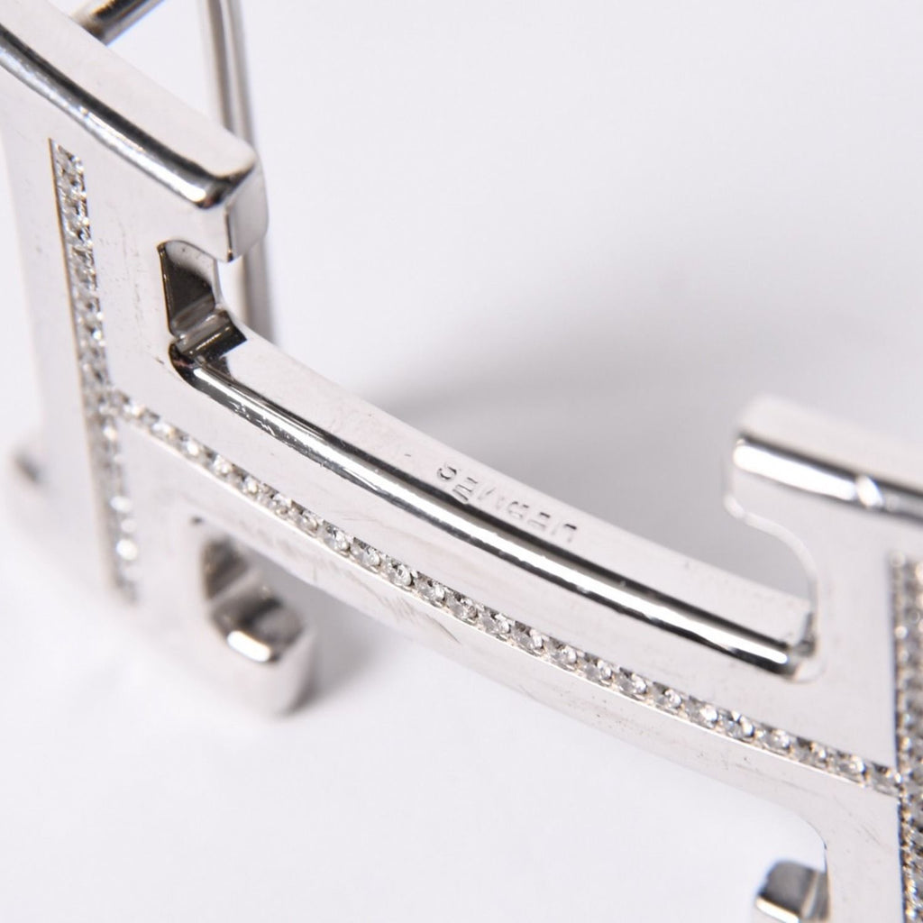 Hermes Belt Buckle H Logo Diamond Reversible Blue White Silver — view 5