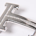 Hermes Belt Buckle H Logo Diamond Reversible Blue White Silver — view 3