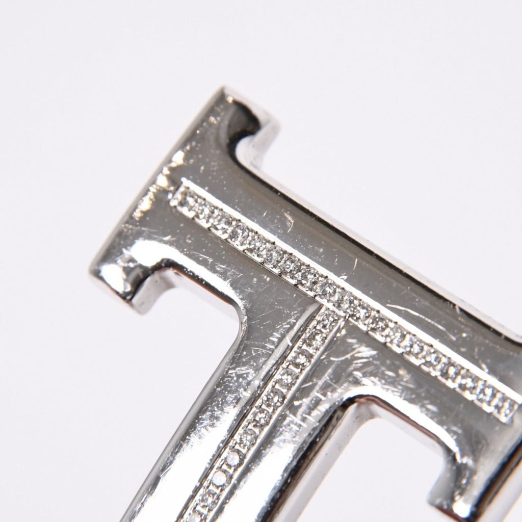Hermes Belt Buckle H Logo Diamond Reversible Blue White Silver — view 4