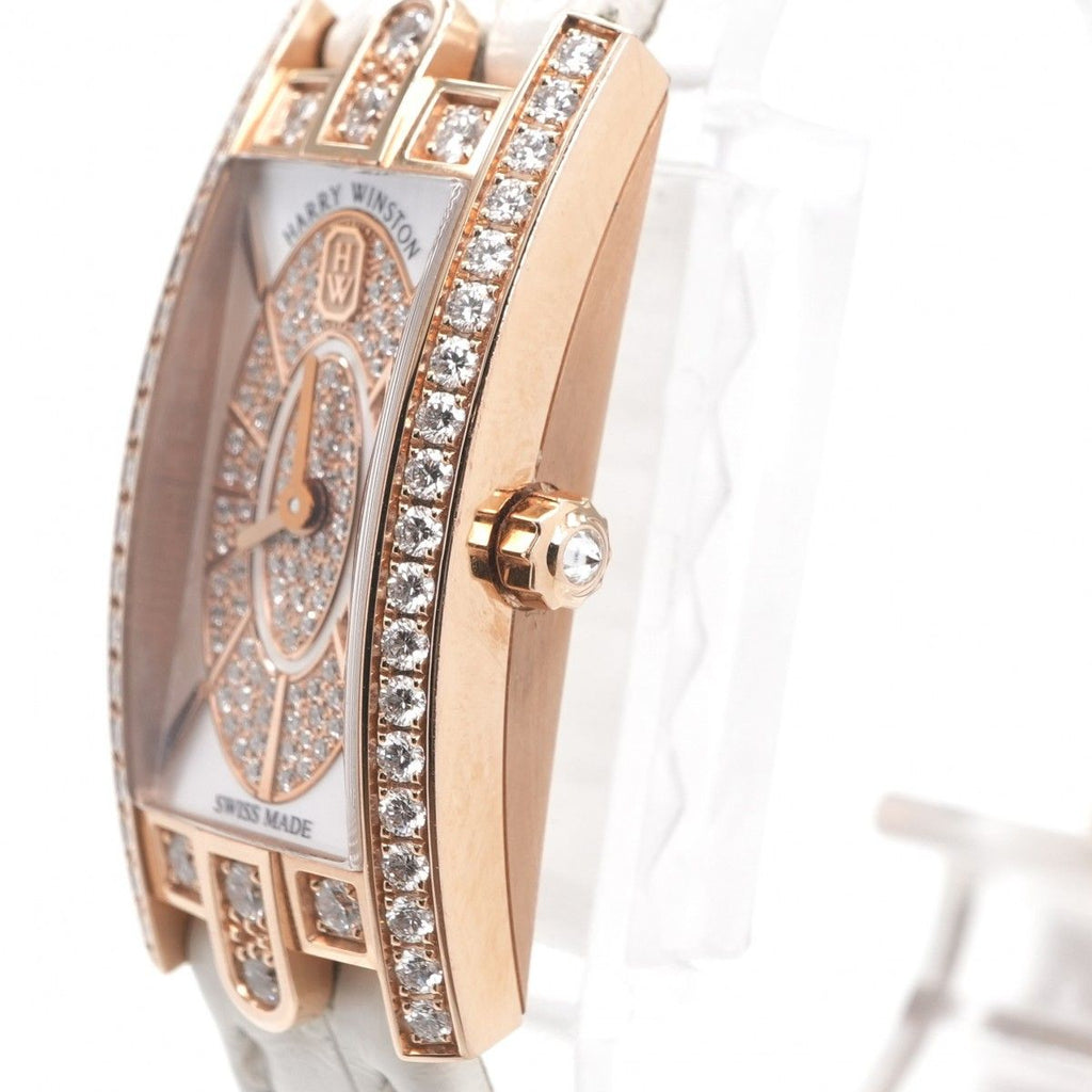 Harry Winston Avenue-c Mini Elliptic Watch Leather 18k Rose Gold 18k Pink Case — view 7
