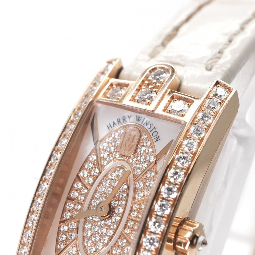 Harry Winston Avenue-c Mini Elliptic Watch Leather 18k Rose Gold 18k Pink Case — view 5