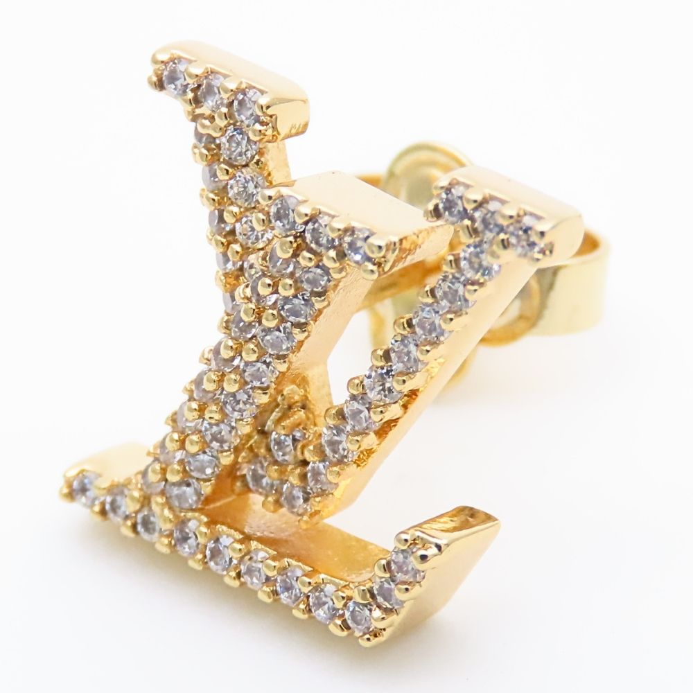 Louis Vuitton Earrings LV Iconic Strass Metal Rhinestone Gold — view 7
