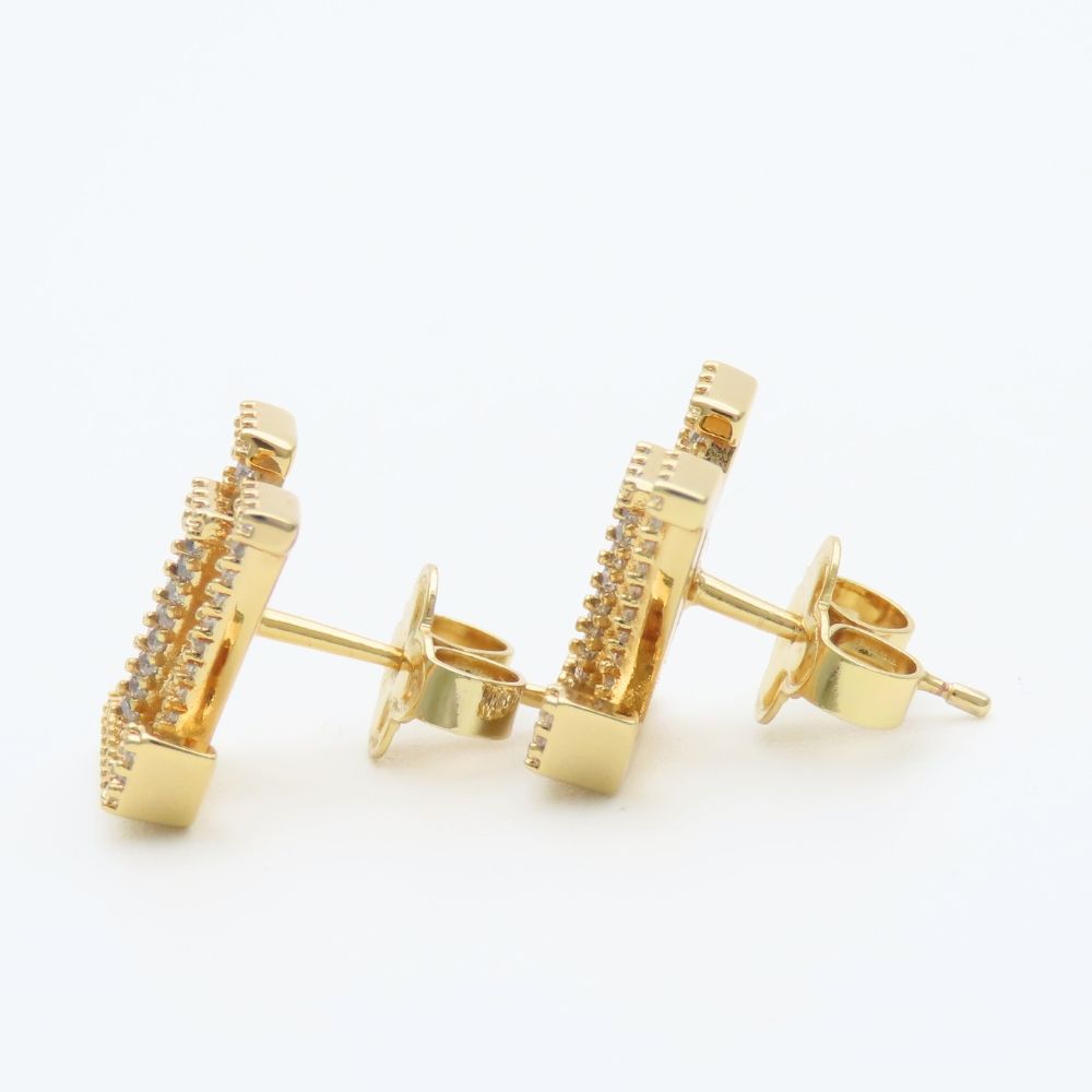 Louis Vuitton Earrings LV Iconic Strass Metal Rhinestone Gold — view 2