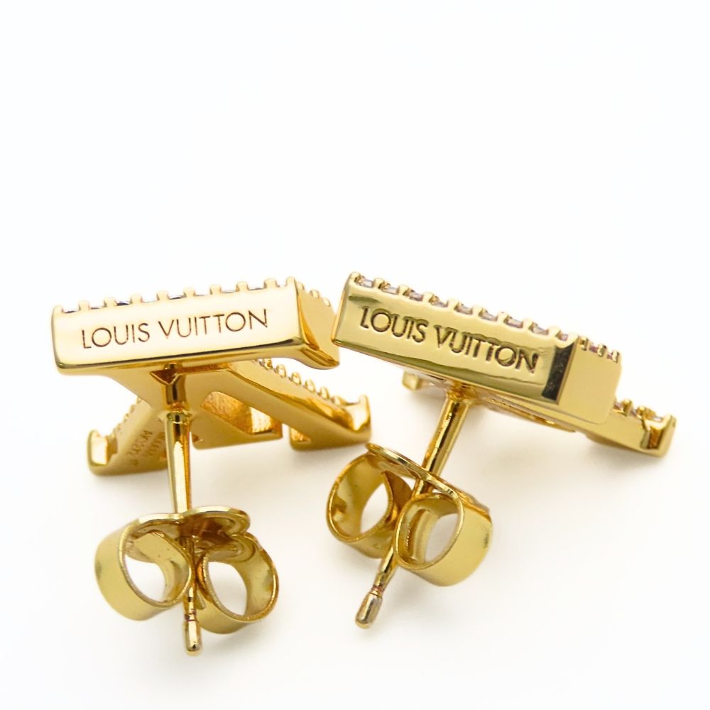 Louis Vuitton Earrings LV Iconic Strass Metal Rhinestone Gold — view 6