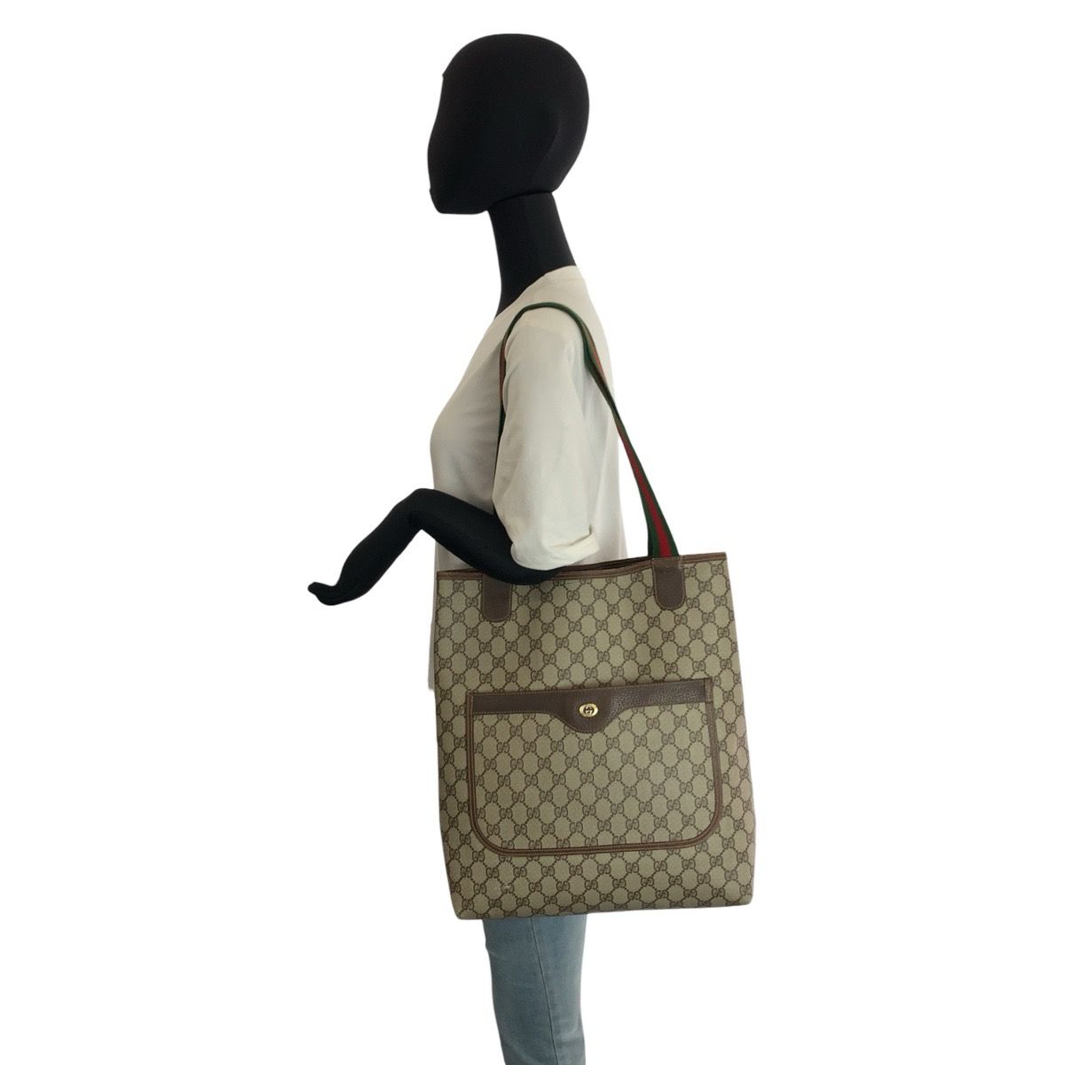 Gucci Vintage Sherry Line GG Supreme Canvas Tote Shoulder Bag — view 7