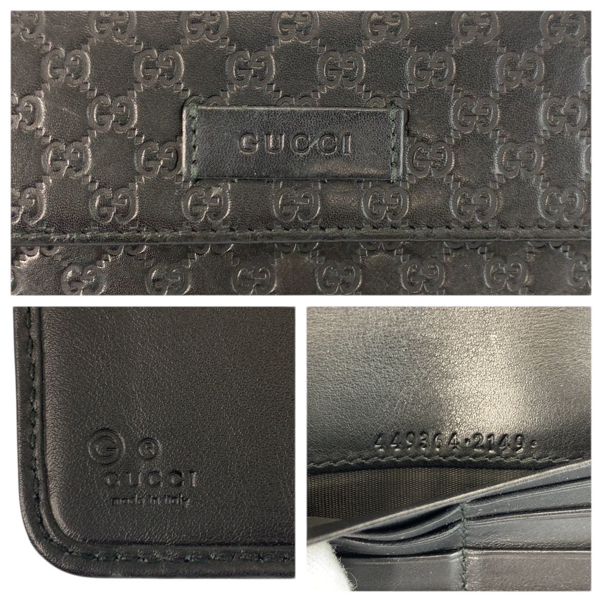 Gucci Micro Guccissima Black Gold Leather Wallet — view 3