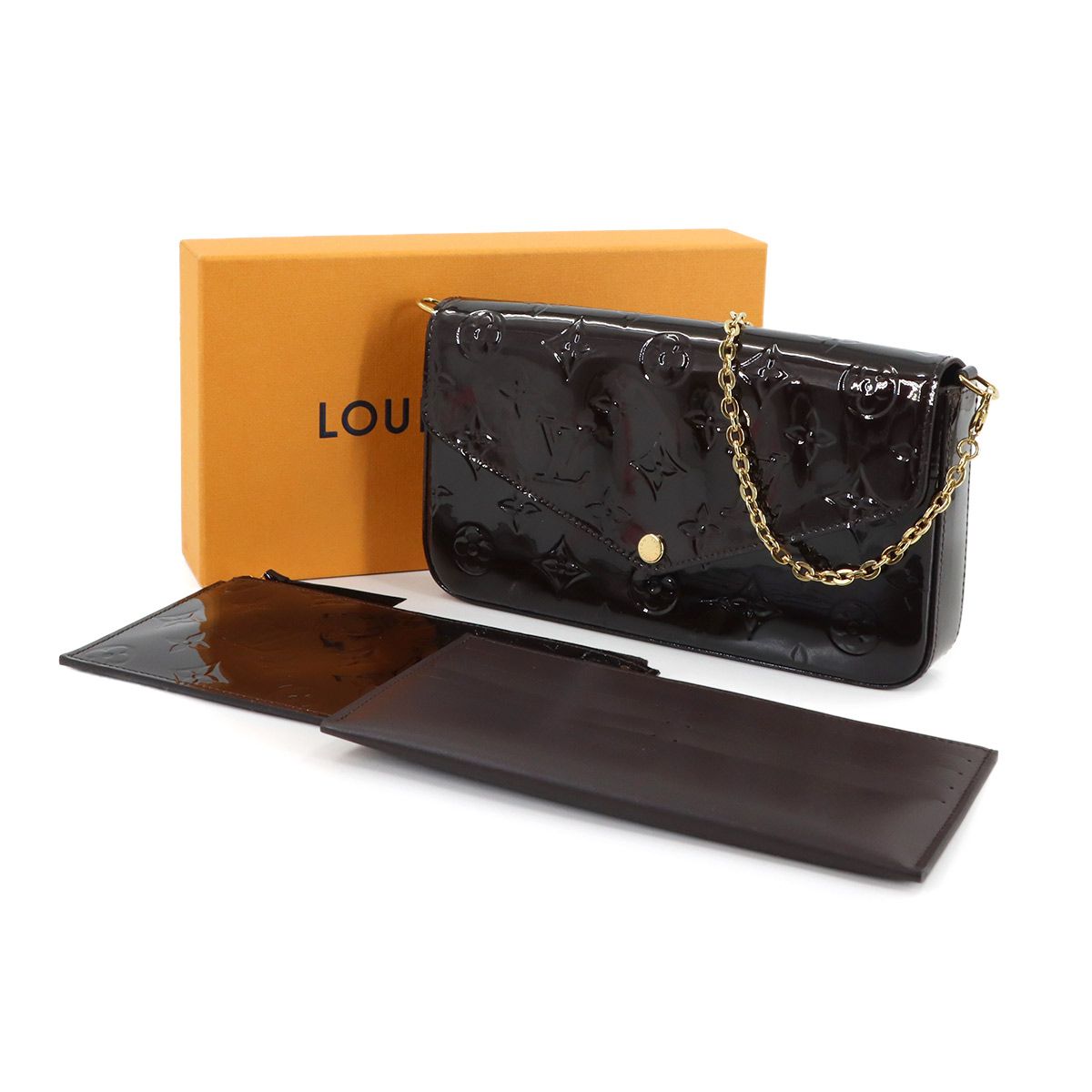 Louis Vuitton Monogram Vernis Pochette Felicie Chain Wallet Leather Amarante — view 2