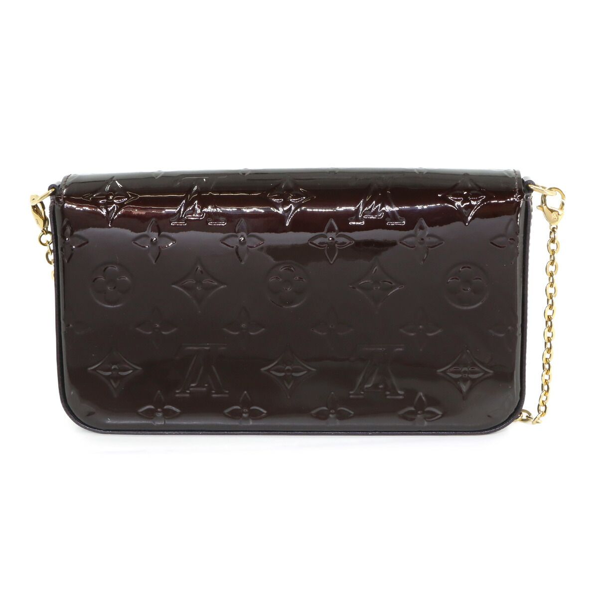Louis Vuitton Monogram Vernis Pochette Felicie Chain Wallet Leather Amarante — view 3