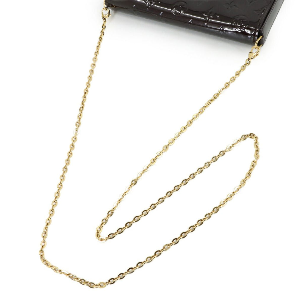 Louis Vuitton Monogram Vernis Pochette Felicie Chain Wallet Leather Amarante — view 6