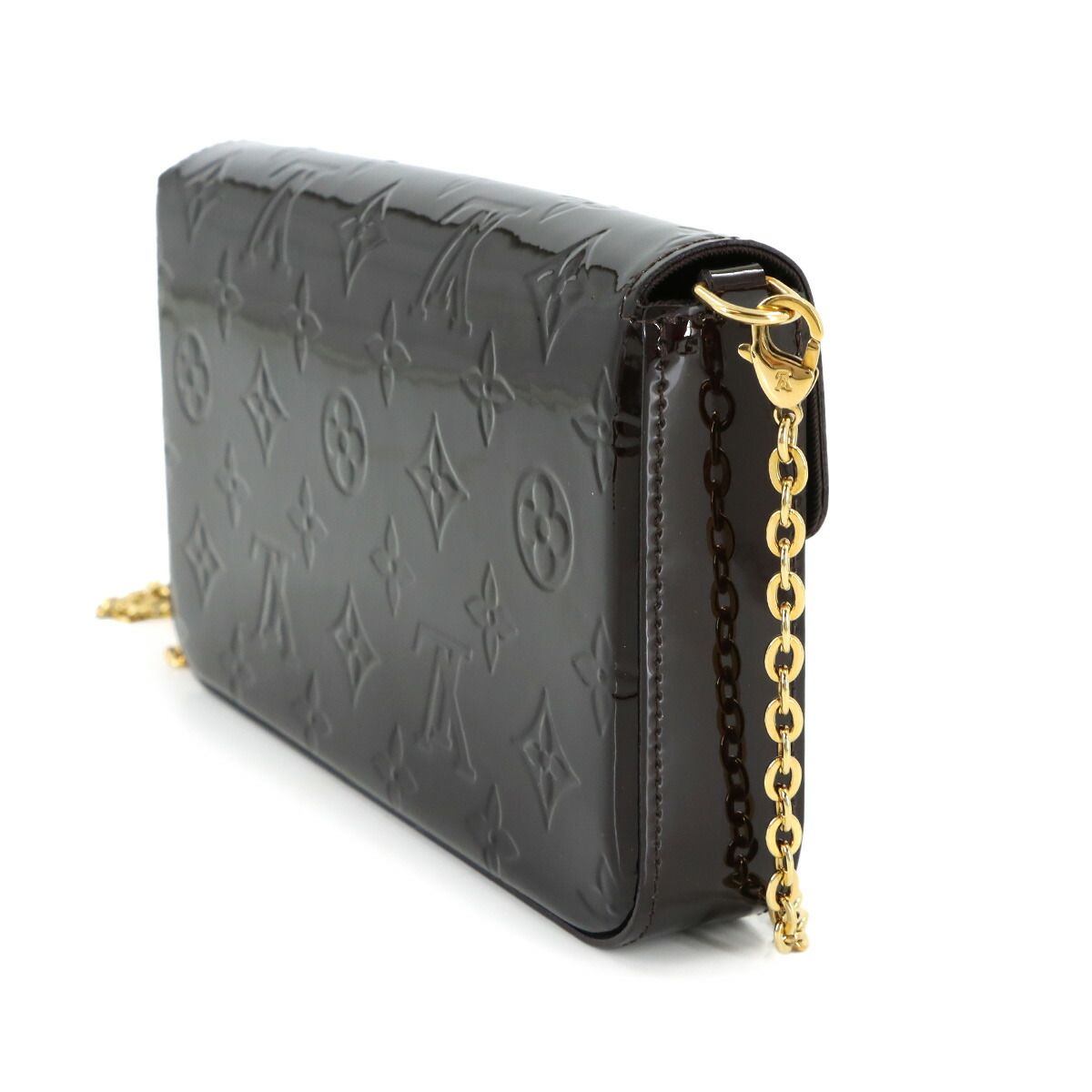Louis Vuitton Monogram Vernis Pochette Felicie Chain Wallet Leather Amarante — view 4