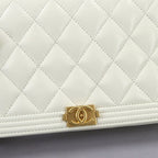 Chanel Chain Wallet Caviar Leather White Gold — view 8